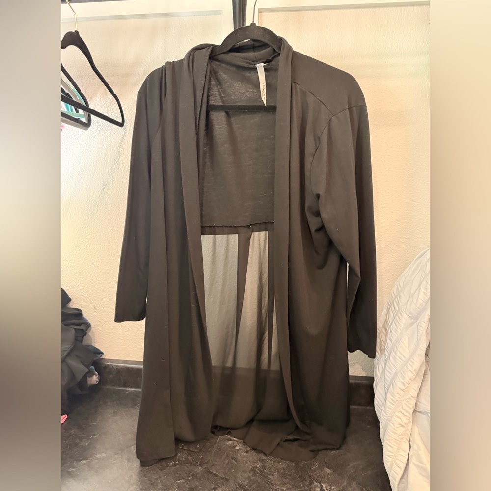Black Sheer Open Cardigan